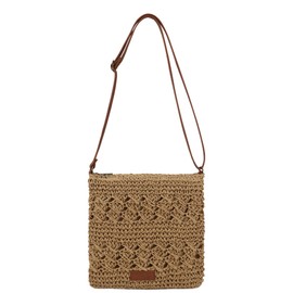 Youjaree Womens Crochet Mesh Straw Beach Bag Woven Crossbody Shoulder Bag Summer Beach Vacation Purse (Brown)
