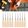Leather Scraper Awl, 10 Piece Awl with Wooden Handle for
