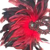 MasqStudio Couples Red Lace Masquerade Ball Mask Pair Feather Birthday