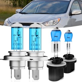 TTDBDAN Halogen Headlights Fit for Hyundai Tucson 2005-2013 Headlight Bulbs,9003/H4/HB2 High/Low Beams+ 880/881 Fog Lights Bright Front Lights,Plug And Play,Pack of 4