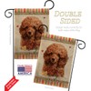 Dog Miniature Poodle Happiness Burlap Garden Flag Set with Stand