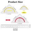 Set of 18 Geometry Triangle, Drawing Triangle Protractor, 2 Functions,