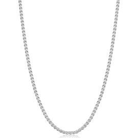 Fiusem Silver Tone Wheat Chains for Men and Women, 2mm Stainless Steel Necklace Chain, Mens Necklace 16 Inch