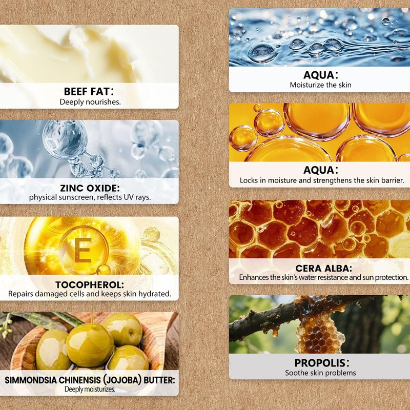 Beef Tallow Sun Cream SPF 50+, Natural Sunscreen & Face