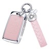 RUABIBAN for Land Rover Key Fob Cover with Keychain, Pink