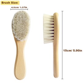 Molylove Baby Hair Brush with Wooden Handle and Comb Set for Newborns & Toddlers | Natural Soft Goat Bristles l Wood Comb l Purple Silicone Brush| Ideal for Cradle Cap (3 Piece)