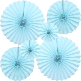 CEEYSEE Pack of 6 Paper Fans Decoration 20/30/40 cm Paper Fans Hanging Sky Blue Paper Fan Paper Garland Decoration for Party Celebration Wedding Baby Shower Birthday Decoration (Sky Blue/ZTLS)