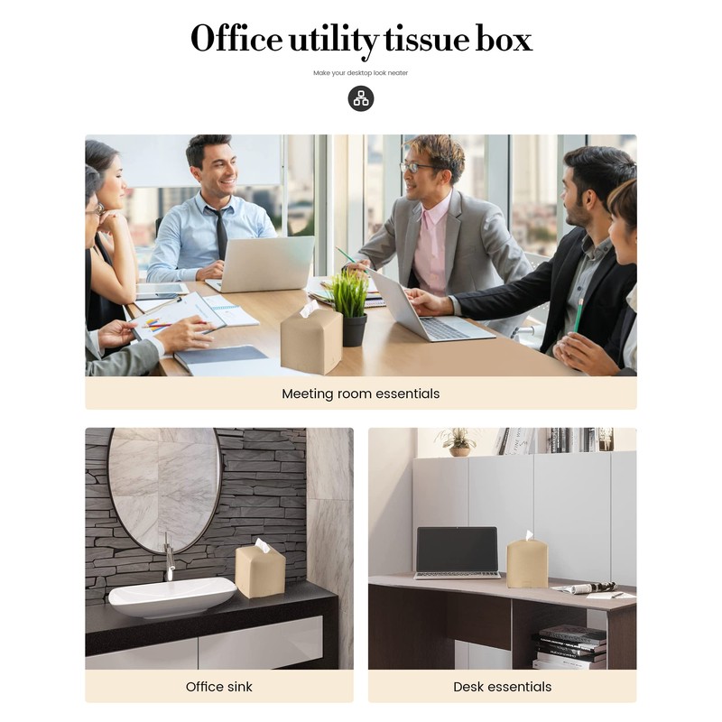 Tissue Box Cover, Jeethemy Square PU Leather Tissue Box Holder,