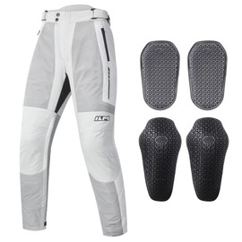 ILM Mesh Motorcycle Pants for Men with CE Armor Leg Zipper Riding Motorbike Touring Model PM1(White)