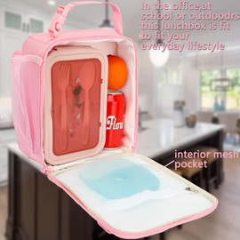 FlowFly Kids Lunch Box Insulated Soft Bag Mini Cooler Back to School Thermal Meal Tote Kit for Girls, Boys (Glitter-Unicorn)