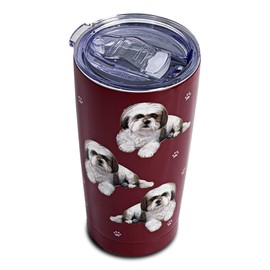 E&S Imports, Inc Shih Tzu Tumbler SERENGETI 16 Oz. Stainless Steel, Vacuum Insulated Tumbler with Spill Proof Lid - 3D Print - Insulated Travel mug for Hot or Cold Drinks (Shih Tzu Tumbler)