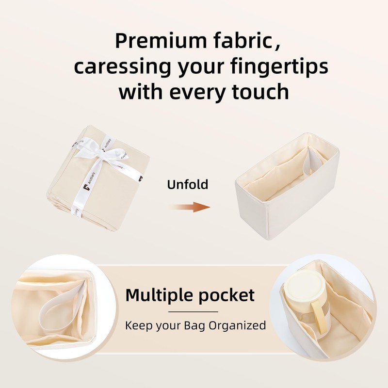 ArcDiary Purse Organizer Insert,Silk Bag Organizer with 6 Sizes,Silky Smooth,Handbag