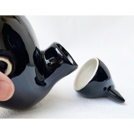 Mino ware Japanese Sake Set, 1 Tokkuri Sake Bottle, Ochoko Sake Cups, Whale shape, Sake Set,Sake pot set, Microwave and Dishwasher Safe,Made in Japan