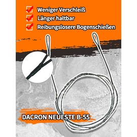 THREE ARCHERS Archery Bow Strings as Replacement for Recurve Bow Dacron B55 Bow Cord 12/14/16 Strands for Bow AMO 44-64 Inch Hunting and Shooting Accessories (AMO56 (actual 52.5 inches), 12 Strands)