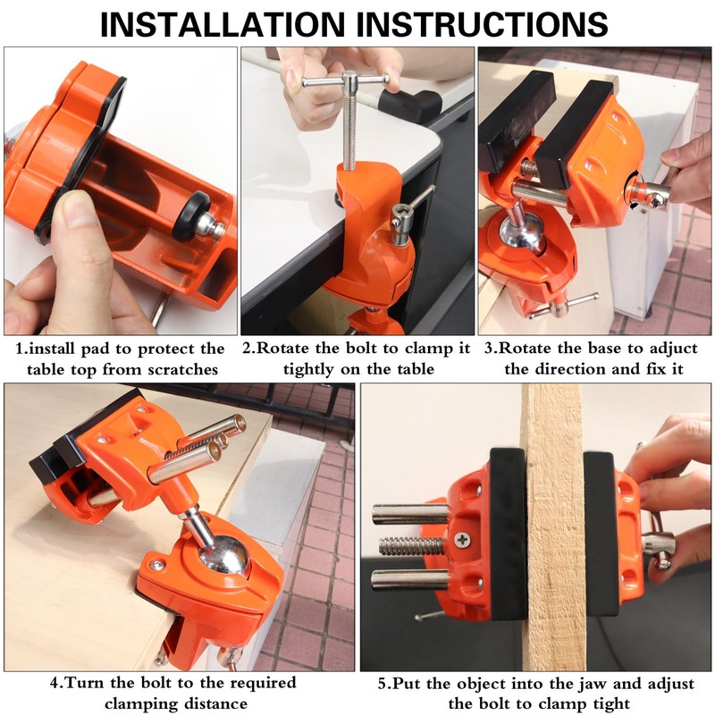 MAXMAN Clamp Bench Vise with Post Universal, Woodworking Vise, 360°