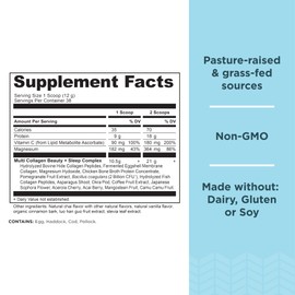 Ancient Nutrition Collagen Powder Protein, Multi Collagen Protein Beauty + Sleep with Vitamin C, Vanilla Chai, Hydrolyzed Collagen Peptides Supports Skin and Nails, Sleep, 16.1oz