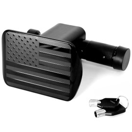 eVerHITCH USA American Black Metal Flag Hitch Cover (Fits 2" Receiver, Black with Hitch Lock)