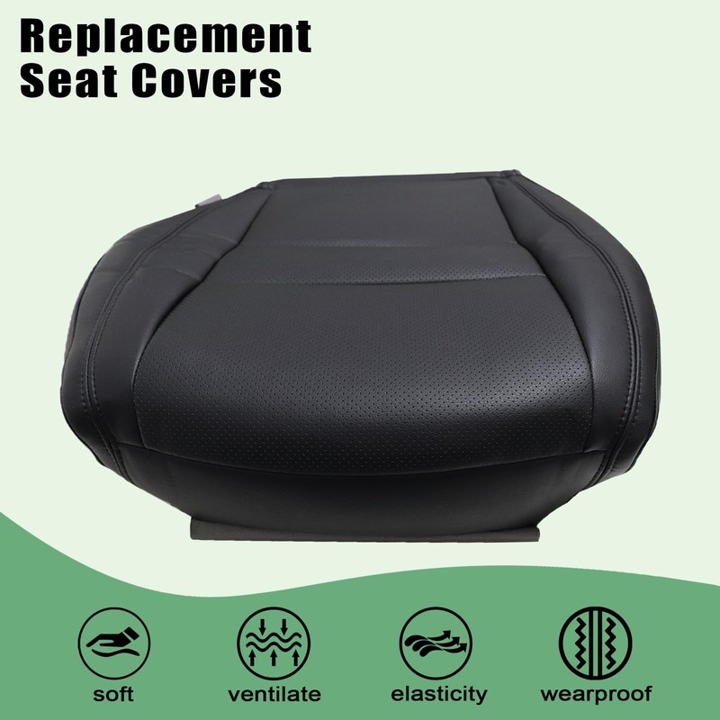 Priprilod Leather Driver Side Bottom Replacement Seat Cover Black Compatible