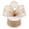 MEEDEE Rose Gold Glitter Ribbon Wire Mesh Ribbon with Sparkle