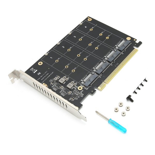 Adapter Card 4 Port M.2 NVMe SSD to PCIE X16