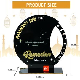 Ramadan Advent Calendar - Acrylic Eid Mubarak DIY Countdown Calendars for Decoration - Craft Ornament Ramadan Gift (Luxury-Black)