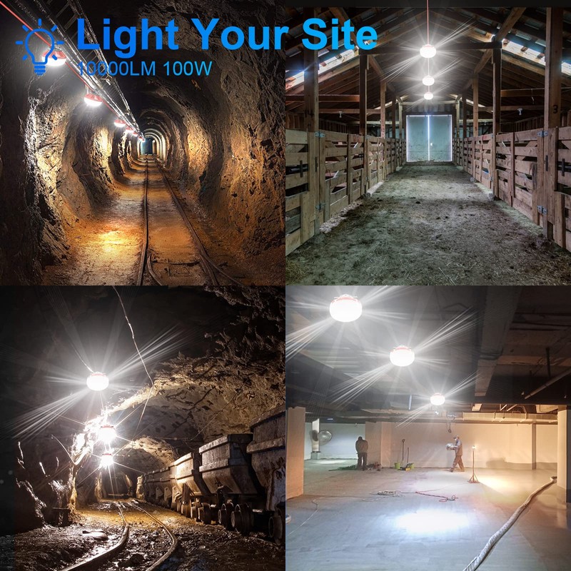 Construction Lights String Temporary Lighting,100ft Work Light Stringer with 10
