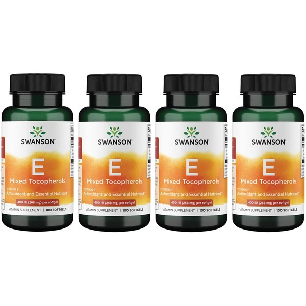 Swanson E-400 Mixed Tocopherols 400 Iu (268 mg) 100 Sgels 4 Pack