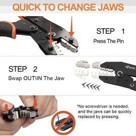 KF CPTEC Crimping Tool Set 5PCS - Ratchet Wire Crimper Kit - Quick Exchange Jaw for Heat Shrink, Insulated Electrical Connectors, Insulated and Non-Insulated Ferrules, Non-Insulated Terminal Crimper