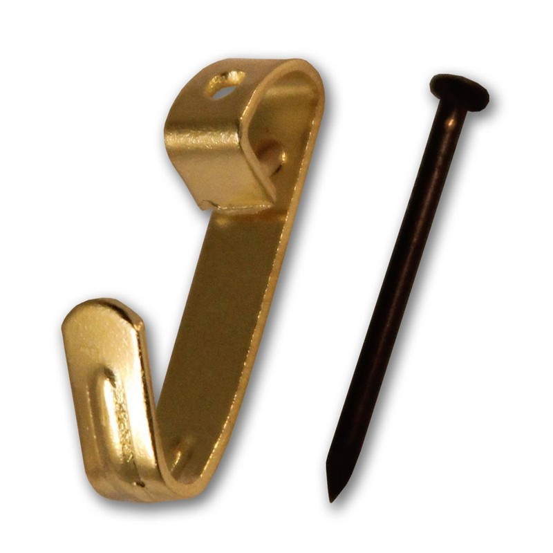 Electro Brassed Single Picture Hook with Pin - Small (Pack
