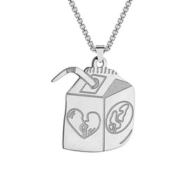 LUTAKU Juice Box Necklace for Men Milk Box Pendant Necklace for Women Hip Hop 316L Stainless Steel Fashion Jewellery Accessories, Stainless Steel, No