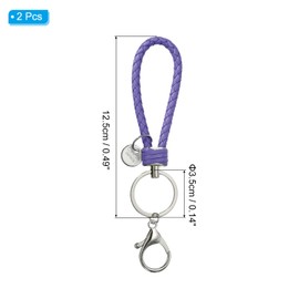 PATIKIL Keychain Bracelet, 2 Pack Woven Leather Wristlet Keychain for Women and Men Handmade Keyring Holder for Car Keys, Bag Decoration,Purple