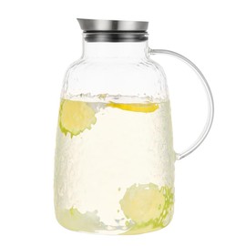 Purefold Glass Pitcher, 105oz Water Large Pitcher with Lid, Heat Resistant Borosilicate Jug for Iced Tea, Juice, Milk, Cold or Hot Beveragesr Easy Clean