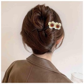 Aneneiceera Vintage Acryl Bananenclips Harz Braun Haarspange Blume Bananenkamm Haarspange Pin Dünne Clincher Clips Französisch Pferdeschwanz Halter Griffe Klemme Zubehör Für Frauen (Blume)