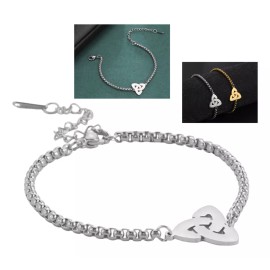 COLIBRI ALEGRE Pulsera Nudo De Bruja Triqueta Plateada