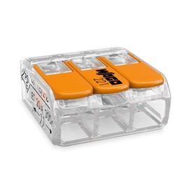 WAGO Connector Terminal 3 Small with Actuating Lever 0.2 – 4 mm² Transparent Design 221 413