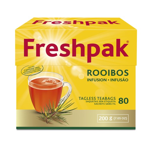 Freshpak Rooibos Tea | 80 Tagless Teabags | Natural Rooibos | Naturally Caffeine Free | Keto Friendly | Rooibos From South Africa | Non GMO