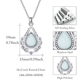 OHAYOO Lotus Necklace 925 Sterling Silver Lotus Flower Moonstone Opal Pendant Necklace Gift Jewelry for Women (B-Opal)