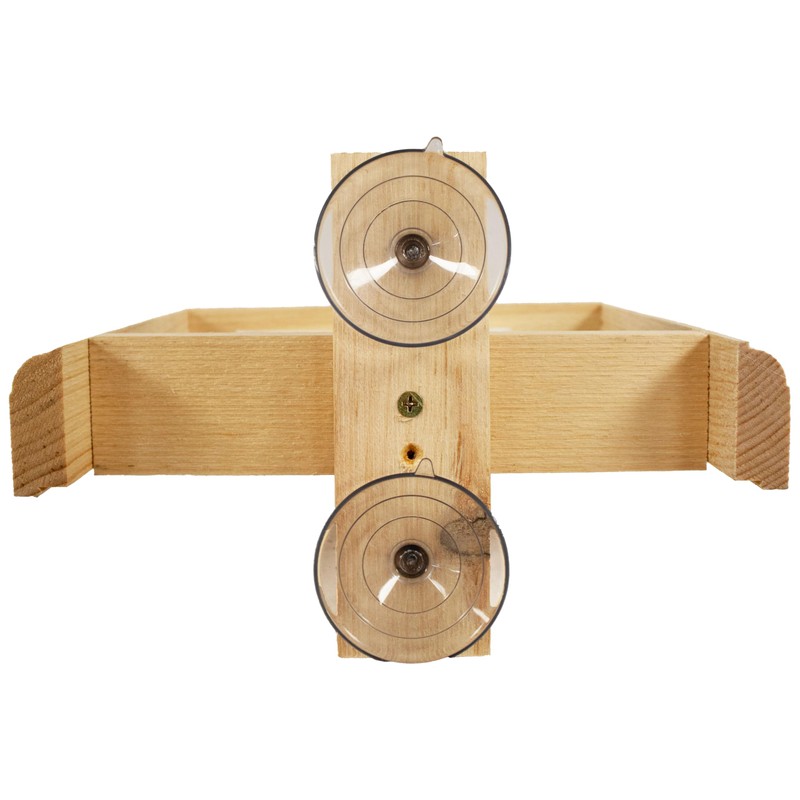 Wooden Mini Window Screen Bird Feeder – Handcrafted Eastern White