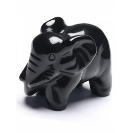Jovivi Obsidian Crystal Elephant Gifts for Women Elephant Ornament Black Healing Crystal Gifts for Women Feng Shui Decor for Home Room Desk Accessories,1.5"