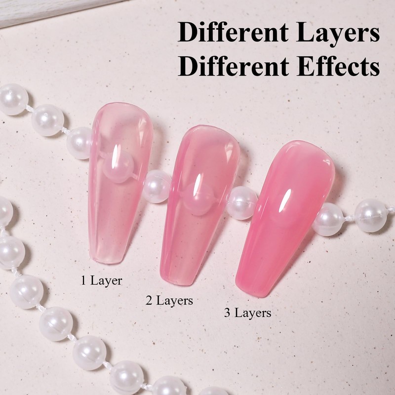 Imtiti Pink Jelly Gel Nail Polish, Sheer Translucent UV Gel