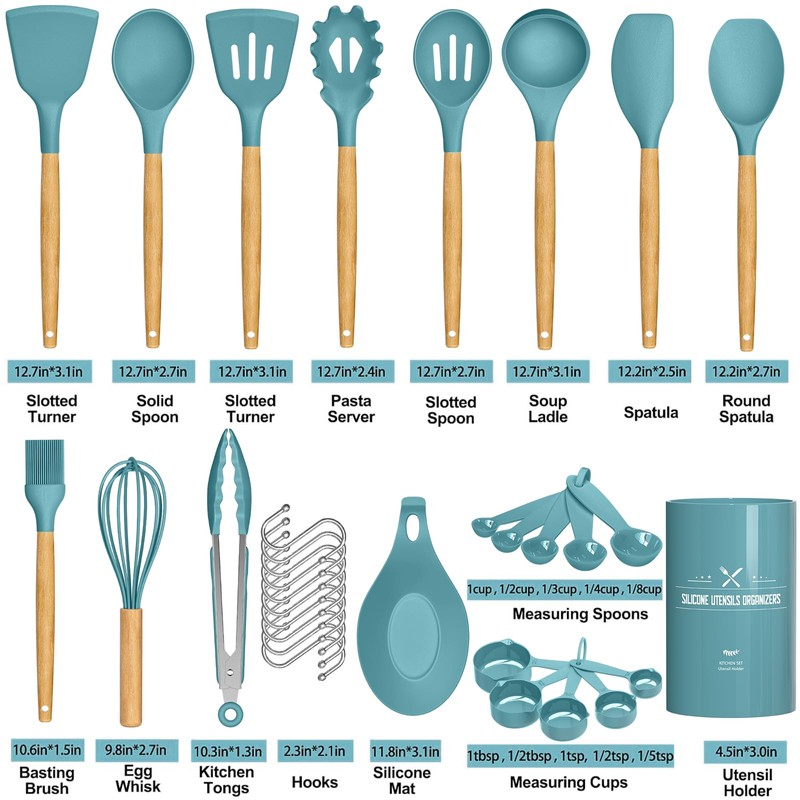 Umite Chef Kitchen Cooking Utensils Set, 33 pcs Non-stick Silicone