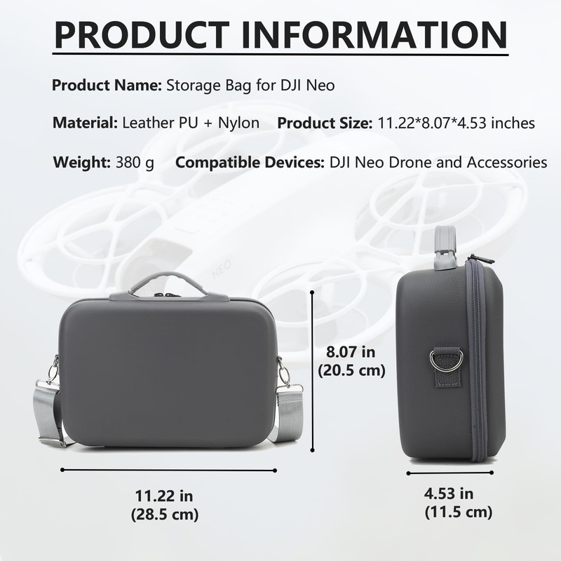 Flyekist Carrying Case for DJI Neo-Portable PU Protective Storage Bag