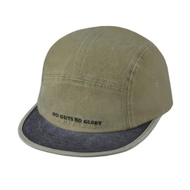 Clakllie 5 Panel Cap with Short Peak, Cotton Baseball Cap, Men's Vintage Flat Brim Cap, Lightweight Sports Running Cap, Unstructured Outdoor Cap, UPF50+ Peaked Cap, CDGE-HNZD1-Khaki