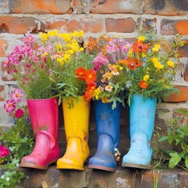 Noel Tatt Birthday/Blank Greeting Card - Blank Card for Women with Flowers and Wellies Design - General Card Suitable for Any Occasion