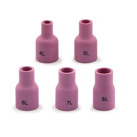 WeldingCity 2-pk LONG Gas Lens Ceramic Cup Alumina 53N60L (#6, 3/8") for TIG Welding Torch 9, 20 and 25 Series from Weldcraft Lincoln Miller ESAB CK