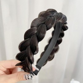 Messy Braided Headband With Teeth Synthetic Hair Plaited Headband High Elasticity Braids Fishtail Braided Hair Band Hairpiece for Girls Women for Girls Cute Wide Headband for Moms Thick Hair