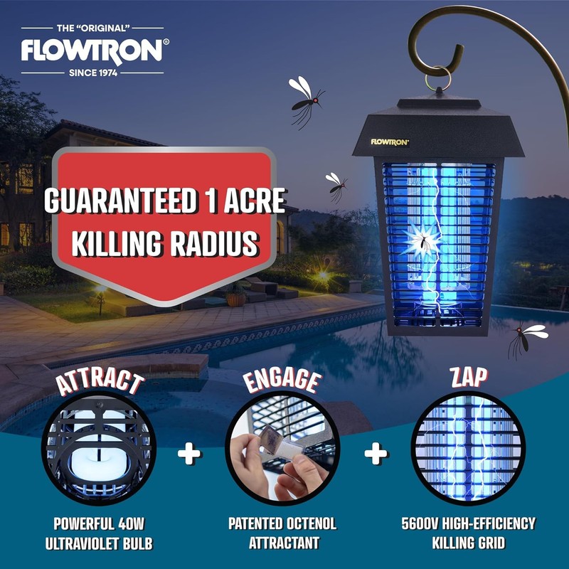 Flowtron Bug Zapper, 1 Acre of Outdoor Coverage with Powerful