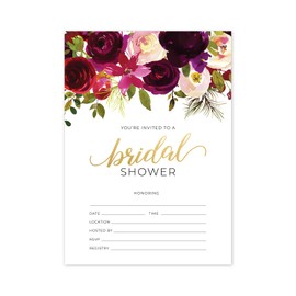 Fall Floral Fill in The Blank Bridal Shower Invitation / 25 Bridal Shower Invitations and Envelopes