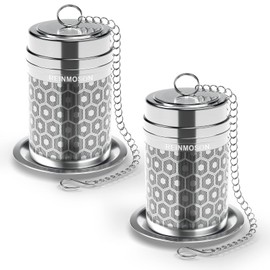 2 Pack Reinmoson Large Tea Infuser for Loose Tea & Spice Infuser for Cooking, Extra Fine Mesh Large Tea Strainers, 304 Stainless Steel Loose Leaf Tea Steeper for Black Tea, Rooibos, etc
