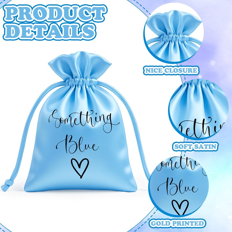 Sunnymove 4 Pcs Wedding Satin Gift Bags, 4x6 Inch Something